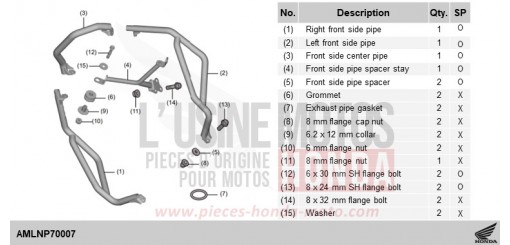 KIT,FR SIDE PIPE (L1/L3) CRF1100D3R de 2024